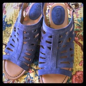 BOC Born Dixie Sling Back Sandals Blue Suede
